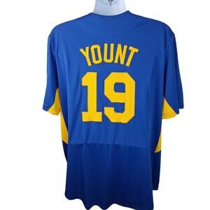 MLB Tx3 Cool Milwaukee Brewers Baseball Blue Jersey #19 Robin Yount Size XL